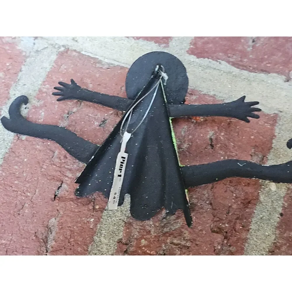 Pier 1 Glitter Metal Halloween Witch Splat Ornament 6